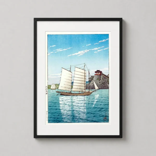 Tsuchiya Koitsu Japanese Sailboat Coastal Scene Art Print