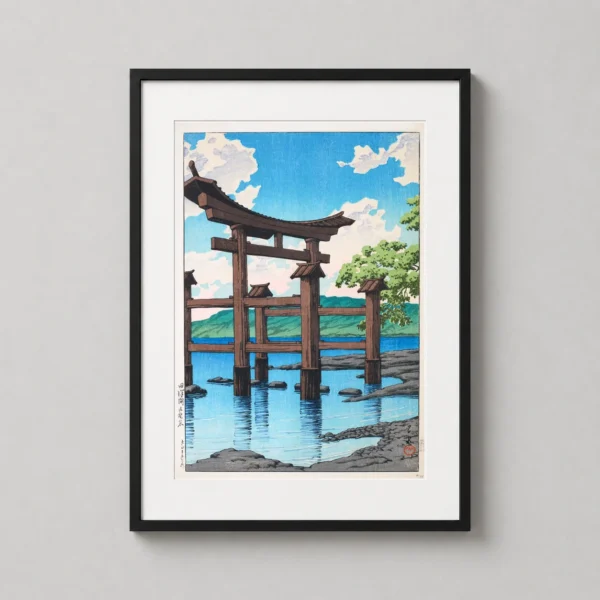 Goza Stone Torii Gate at Lake Tazawa Kawase Hasui Art Print