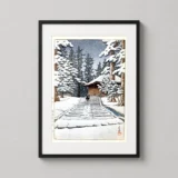 Hall of the Golden Hue Hiraizumi Snow Scene, Japanese Art Print