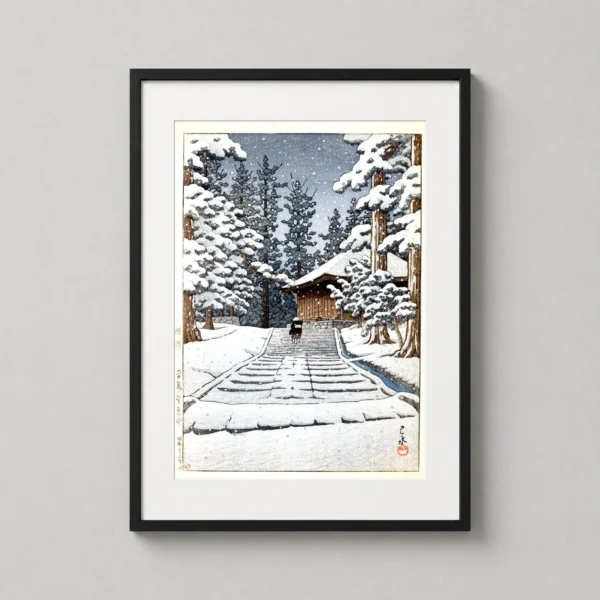 Hall of the Golden Hue Hiraizumi Snow Scene, Japanese Art Print