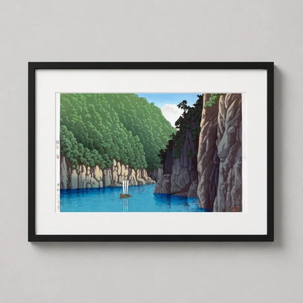 Kishu Doro Gorge, Japanese Woodblock Landscape Art Print