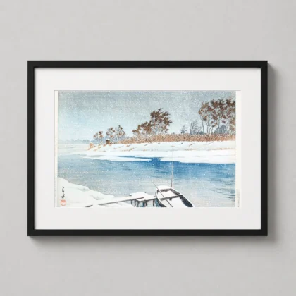 Classic Kawase Hasui Snow Art - Japanese woodblock print from MerchFuse