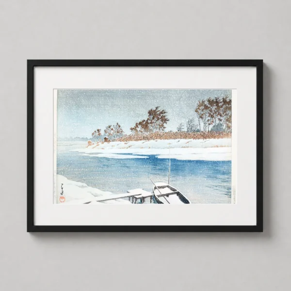 Kawase Hasui Snow at Koshigaya Japanese Woodblock Art Print