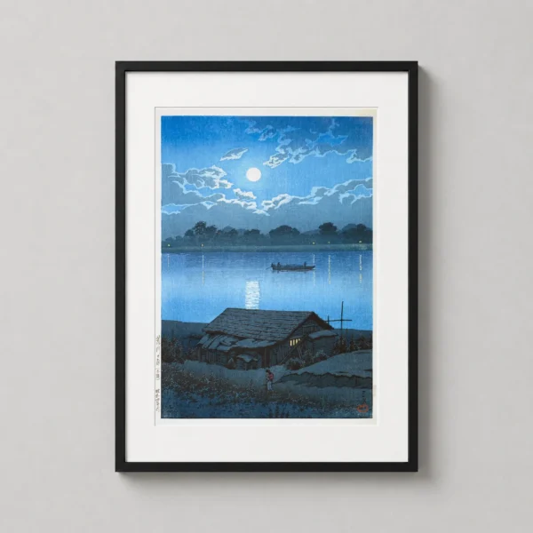 Moon on the Arakawa River Akabane Hasui Kawase Art Print