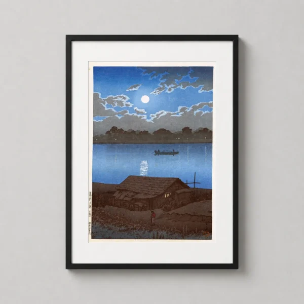Moon on the Arakawa River at Akabane, Kawase Hasui Art Print