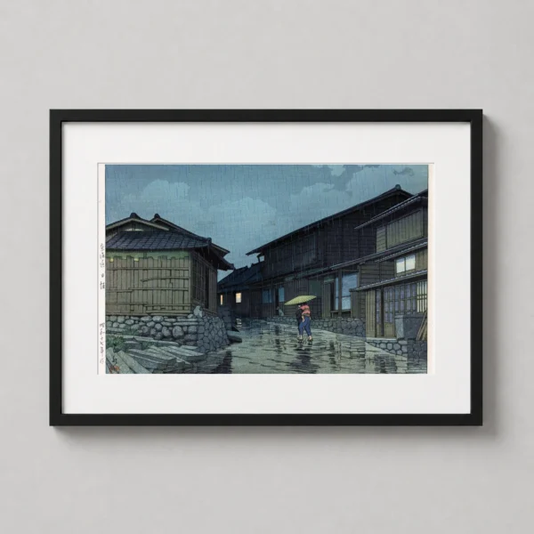 Hasui Kawase Rain in Nisaka 1942 Woodblock Japanese Art Print