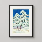 Snow-Covered Pine Trees, Kawase Hasui Japanese Art Print