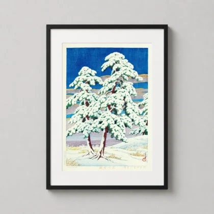 Classic Japanese Pine Snow Art - Japanese woodblock print from MerchFuse