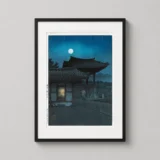 Bulguksa Temple Gyeongju Moonlit Night Woodblock Art Print