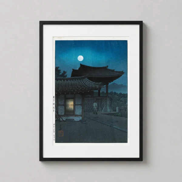 Bulguksa Temple Gyeongju Moonlit Night Woodblock Art Print