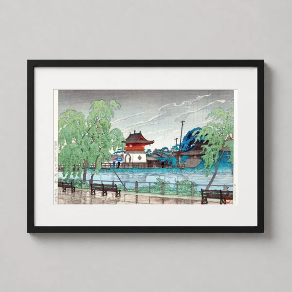 Rain at Shinobazu Pond by Hasui Kawase Japanese Art Print