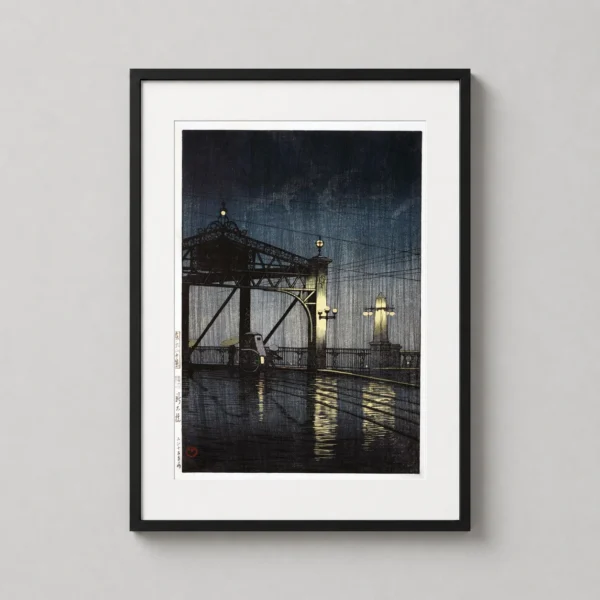 Shin-Ohashi Bridge at Night by Kawase Hasui Art Print