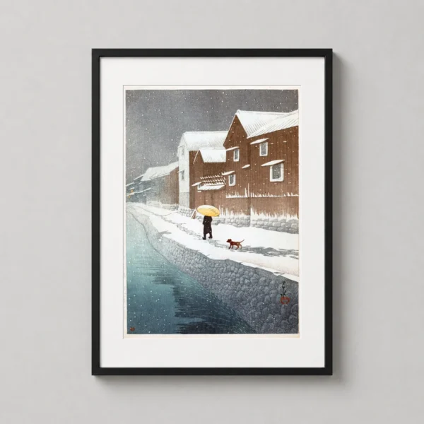 Handa Shinkawabata Snow, Hasui Kawase Japanese Art Print