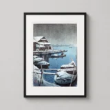 Snow at Mukojima by Kawase Hasui Japanese Woodblock Art Print