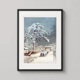 Snow at Nezu Gongen Shrine by Kawase Hasui Japanese Art Print