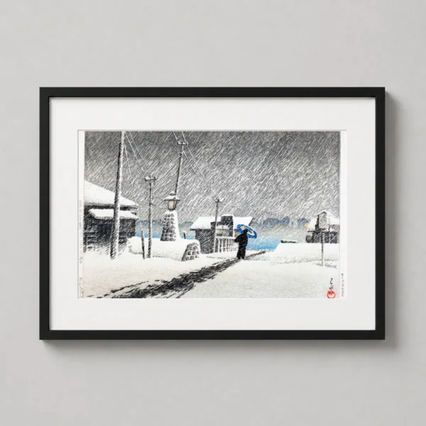 Hasui Kawase Snow at Tsukishima 1930 Japanese Art Print