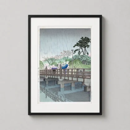 Benkei Bridge Art Hasui Kawase 1936 Japanese woodblock print for gallery wall display by MerchFuse