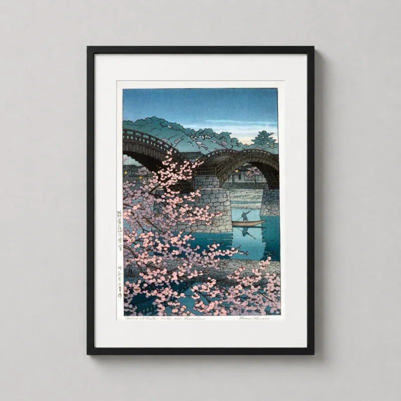 Springtime at Kintaikyo Bridge, Kawase Hasui Japanese Art Print