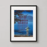 Miyajima Torii Gate Starlit Night Woodblock Japanese Art Print