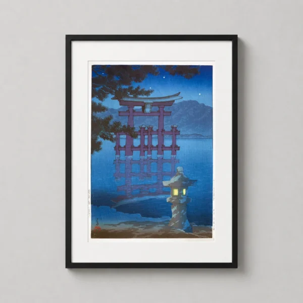 Miyajima Torii Gate Starlit Night Woodblock Japanese Art Print