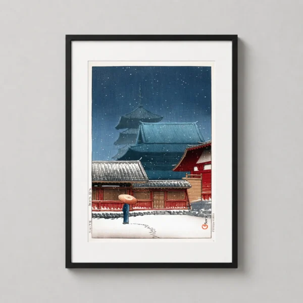 Tennoji Temple, Osaka Japanese Woodblock Art Print by Kawase Hasui