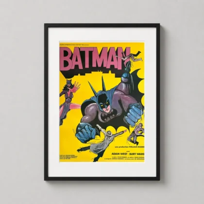 Batman 1966 Vintage Movie Poster featuring the iconic 1960s caped crusader in a classic retro film design. by MerchFuse