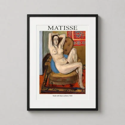 Matisse Nude Cushion — fine art exhibition poster of Henri Matisse's 1924 Nude with Blue
