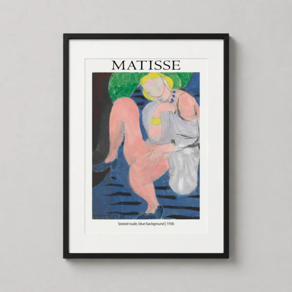 Matisse Seated Nude 1936 Blue Background, Exhibition Art Print