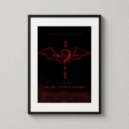 Batman 2022 Neon Movie Poster with a glowing red aesthetic for home cinema wall decor. by MerchFuse