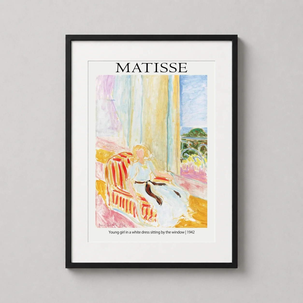 Young Girl Dress Window — serene Henri Matisse exhibition print featuring a young girl in a white