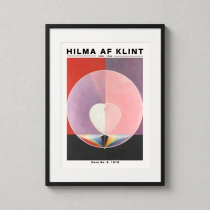 Hilma Af Klint Dove — vibrant abstract composition featuring a central pink and white circle