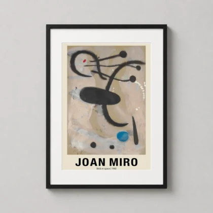 Classic Joan Miro Poster – Birds in Space 1960 Abstract Surrealist Print framed wall art mockup