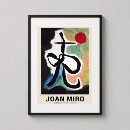 Authentic Joan Miro Art Print – Dark Figure in Front of the Sun 1949 Decor framed wall art mockup