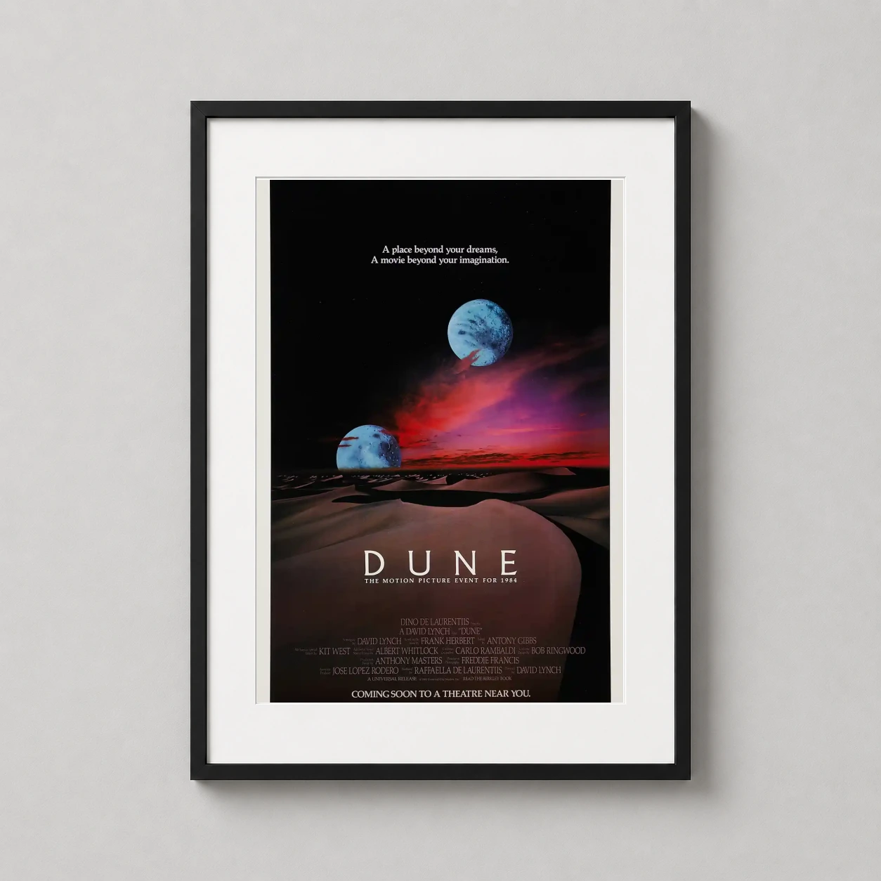 Dune 1984 Original Theatrical — this original 1984 Dune theatrical poster features the desert planet