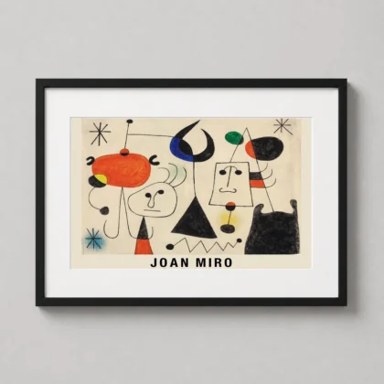 Joan Miro – Figures and Bird in the Night 1944 decorative abstract art print for curated interiors by MerchFuse