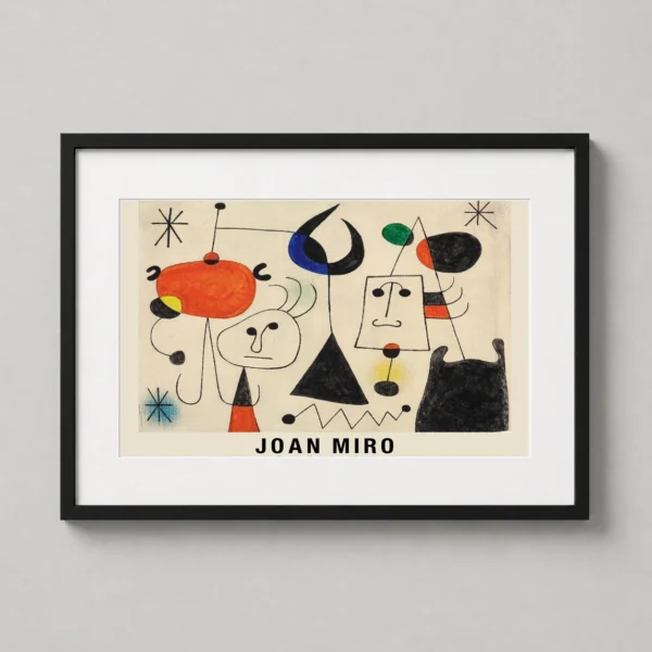 Joan Miro Figures and Bird in the Night 1944 Abstract Art Print