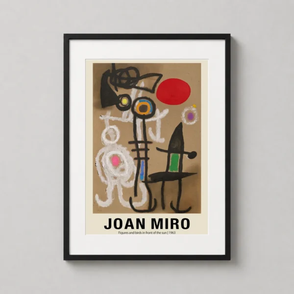 Figures and Birds in Front of the Sun, Joan Miro Art Print