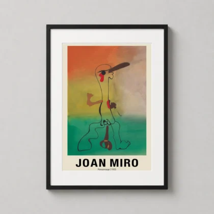Classic Joan Miro Personnage – 1935 Surrealist Abstract Wall Art Print framed wall art mockup