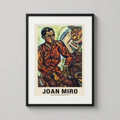 Authentic Joan Miro Art Print – 1917 Portrait of Vincent Nubiola Wall Art framed wall art mockup