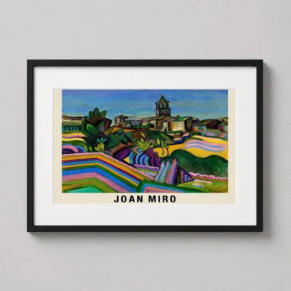 Authentic Joan Miro Art Print – Prades the Village 1917 Modernist Poster framed wall art mockup