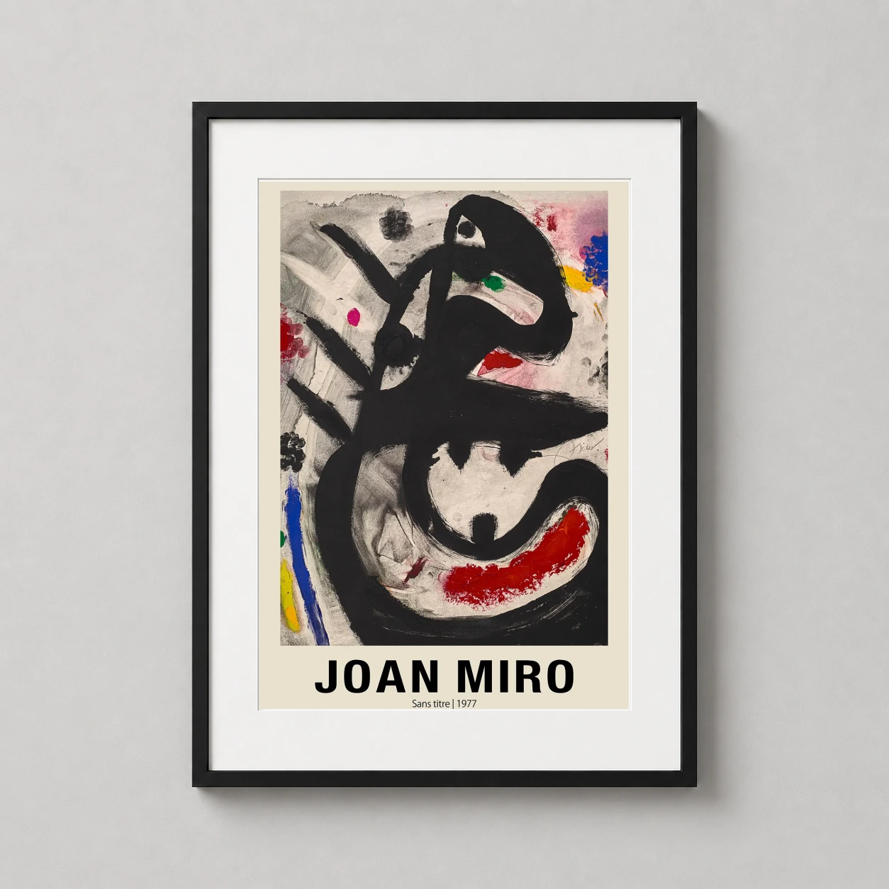 Joan Miro Sans Titre — bold 1977 abstract composition featuring thick black calligraphic
