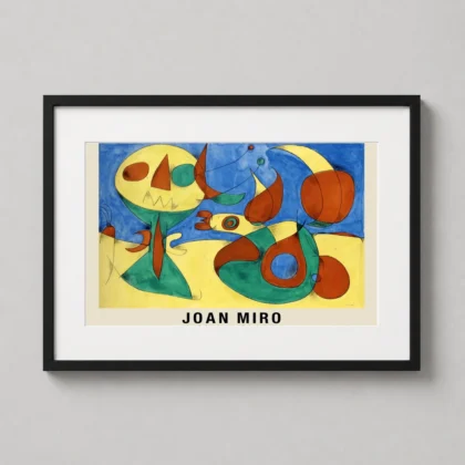 Authentic Joan Miro Abstract Print – 1956 Zephyr Bird Surrealist Art framed wall art mockup