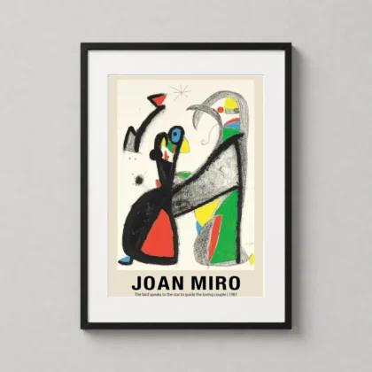 Authentic Joan Miro Art Print – 1981 Abstract Surrealist Spanish Wall Art framed wall art mockup