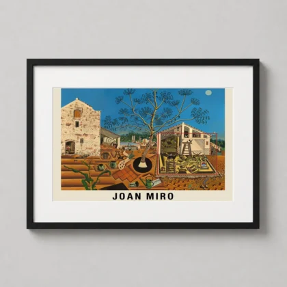 Classic Joan Miró The Farm – 1922 Surrealist Catalan Landscape Wall Art framed wall art mockup