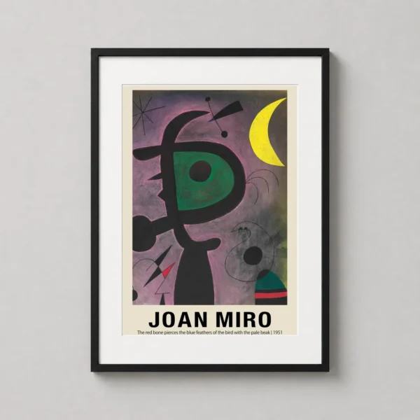 Joan Miró Red Bone Blue Feathers 1951 Surrealist Art Print