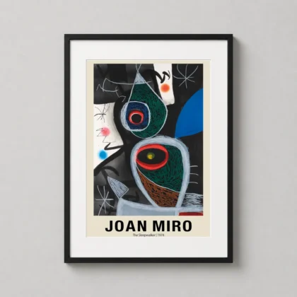 Classic Joan Miro Sleepwalker Print – 1974 Surrealist Exhibition Art framed wall art mockup