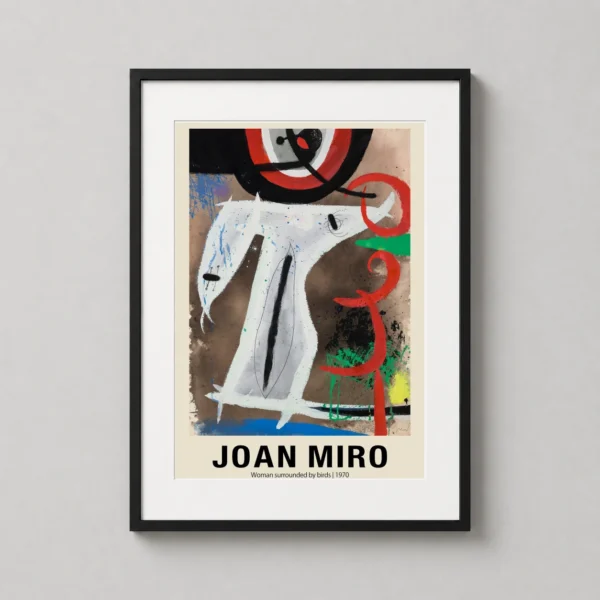 Joan Miró Woman Surrounded by Birds Abstract Exhibition Art Print