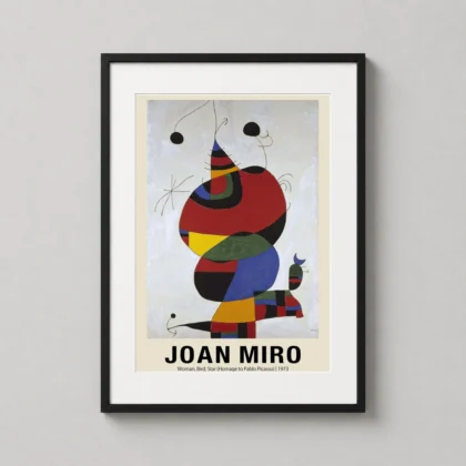 Joan Miró – Woman Bird Star 1973 decorative abstract art print for curated interiors by MerchFuse