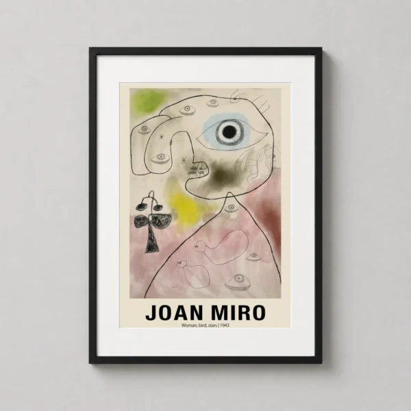 Joan Miro Woman, Bird, Stars 1943 Surrealist Abstract Art Print