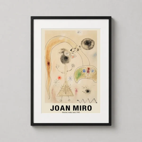 Joan Miro Woman, Snake, Stars 1942 Abstract Surrealist Wall Art Print